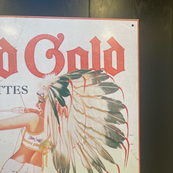 Vintage 1992 Old Gold Cigarettes Native American Woman Tin Sign - Picture 3 of 8